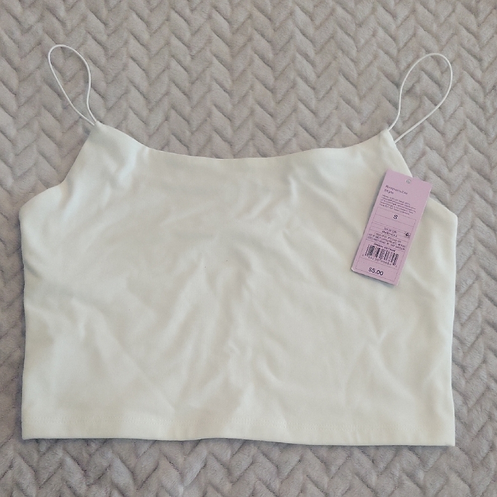 White Fitted Crop Camisole Top